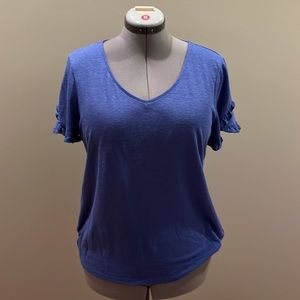 Talbots L ruffled cap sleeve